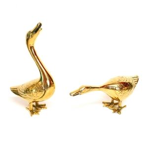 Pair of Vintage Brass Goose or Duck Figurines